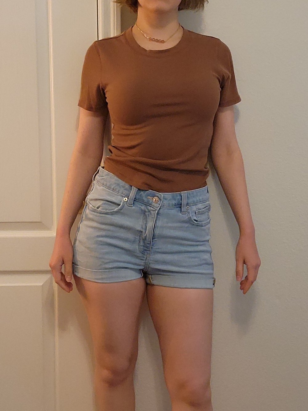 American Eagle Light Wash High Rise Shortie Denim Jean Shorts SIZE - 8